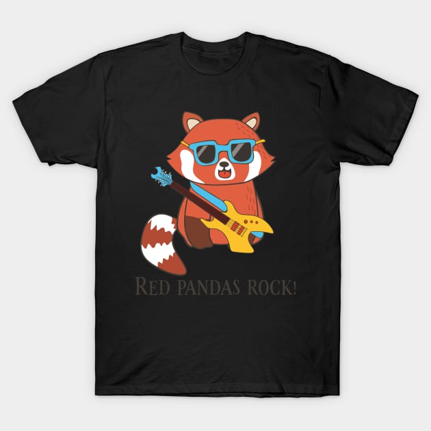 Red Pandas Rock, Funny Cute Red Panda T-Shirt by Dreamy Panda Designs